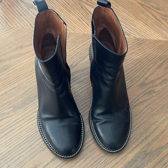 Givenchy Paris Booties Size 9 Black Leather Chains - Picture 13 of 13